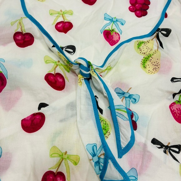 Context Women Blouse Size Small Short Sleeves V-neck front tie Comfy Babydoll - Picture 7 of 11